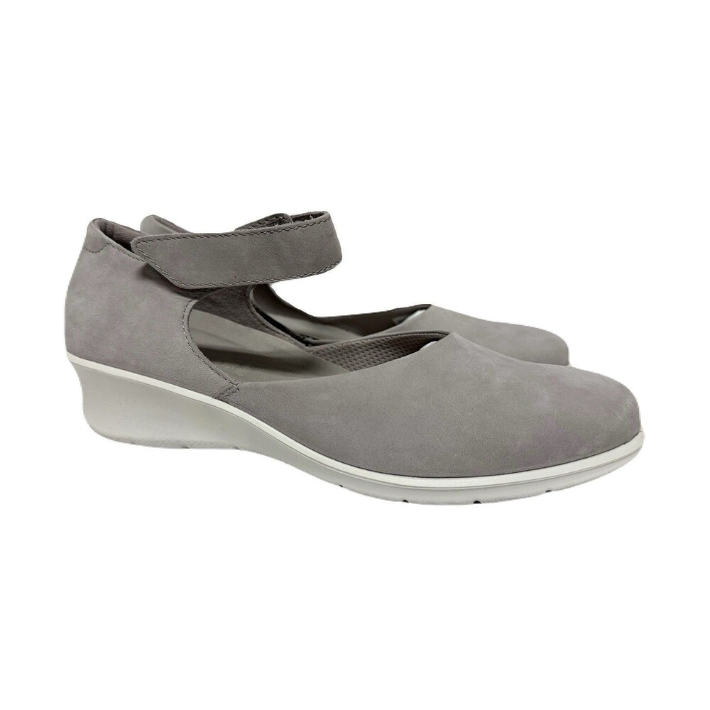 NEW ECCO Felicia Womens Size 38 / 7-7.5 Grey Rose Nubuck Leather Mary Jane Wedge - Picture 3 of 8